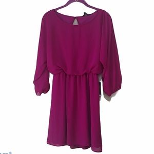 Express Burgundy Sheer Sleeved Mini Dress Small Closeout Price